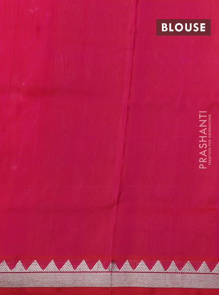 Venkatagiri silk saree dual shade of pinkish orange with allover silver zari checks & buttas and silver zari woven border