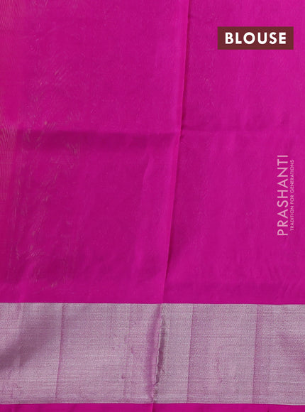 Venkatagiri silk saree light green and light pink with silver zari woven buttas and silver zari woven border