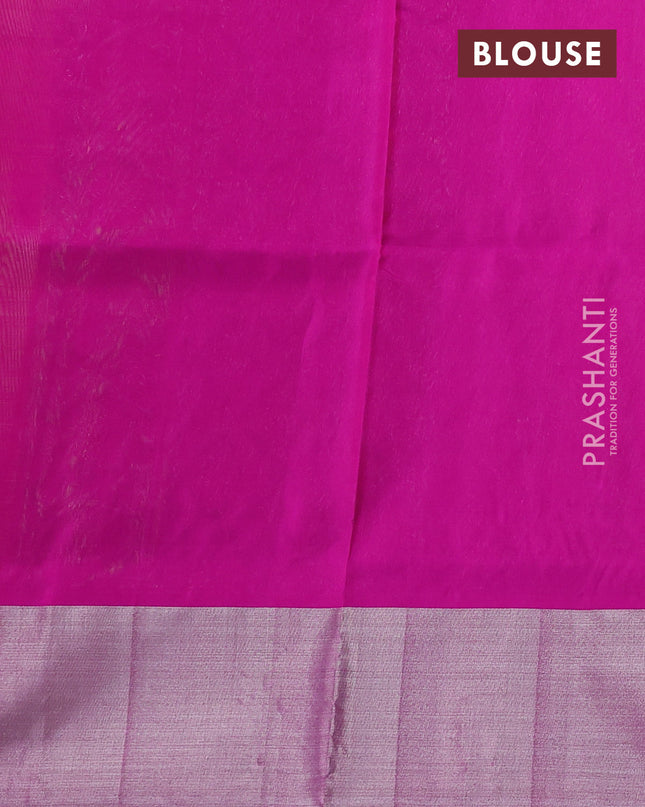 Venkatagiri silk saree light green and light pink with silver zari woven buttas and silver zari woven border