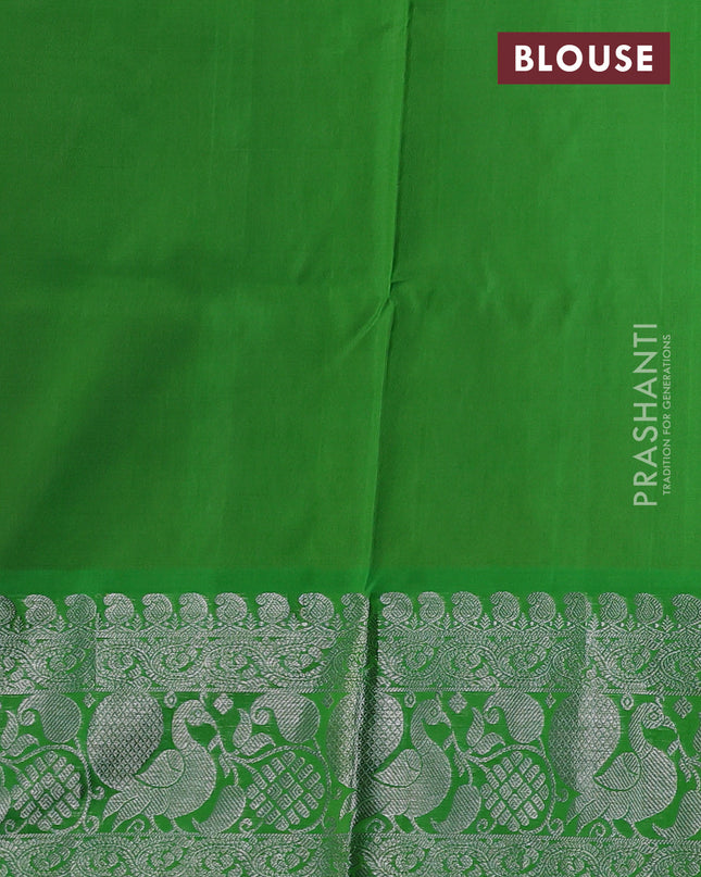 Venkatagiri silk saree light pink and light green with allover silver zari woven buttas and silver zari woven annam border