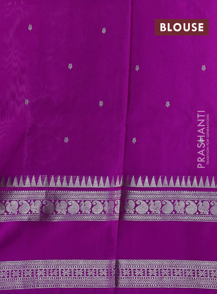 Venkatagiri silk saree lavender and purple with silver zari woven buttas and long rettapet zari woven border