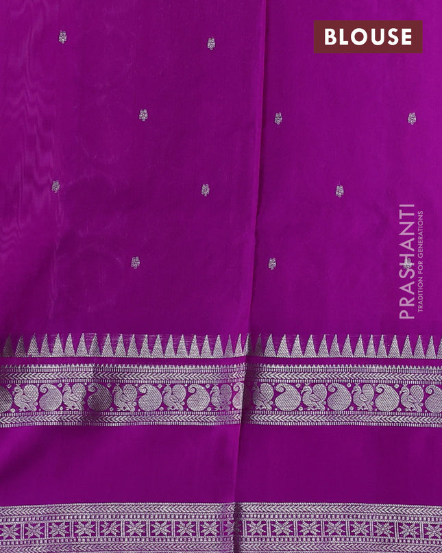 Venkatagiri silk saree lavender and purple with silver zari woven buttas and long rettapet zari woven border