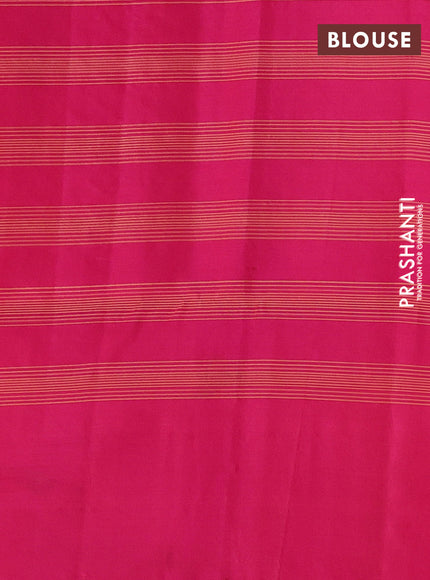 Kanchipuram soft silk saree orange and pink with allover zari stripes & buttas and long zari woven butta border