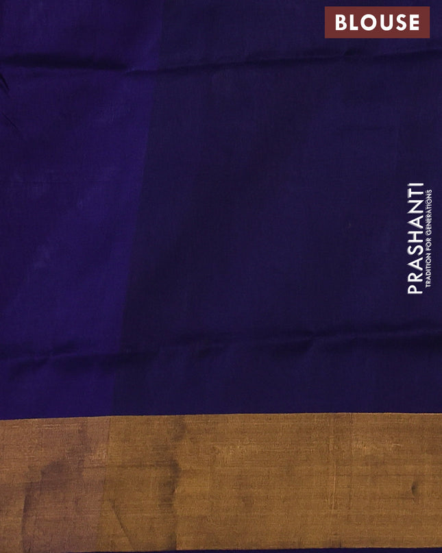Pure uppada silk saree grey and dark blue with silver & gold zari woven buttas and jamdhani design pallu