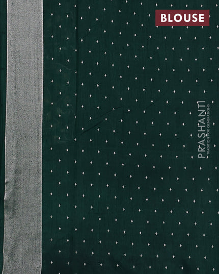 Art tussar saree bottle green with allover zari woven butta weaves and jamdhani style border