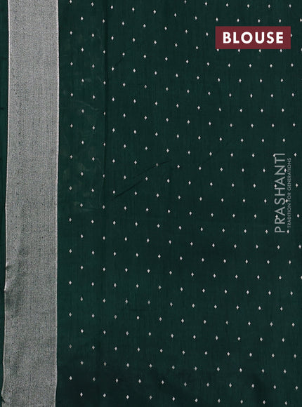 Art tussar saree bottle green with allover zari woven butta weaves and jamdhani style border