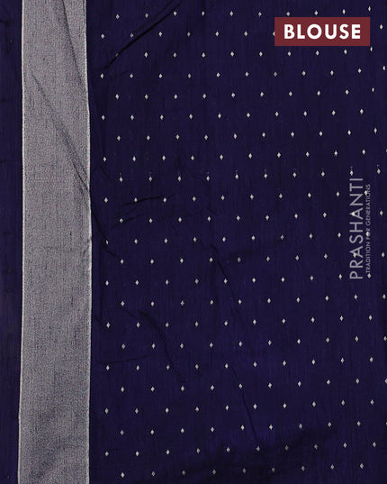 Art tussar saree navy blue with allover zari woven butta weaves and jamdhani style border