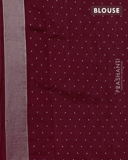 Art tussar saree maroon with allover zari woven butta weaves and jamdhani style border