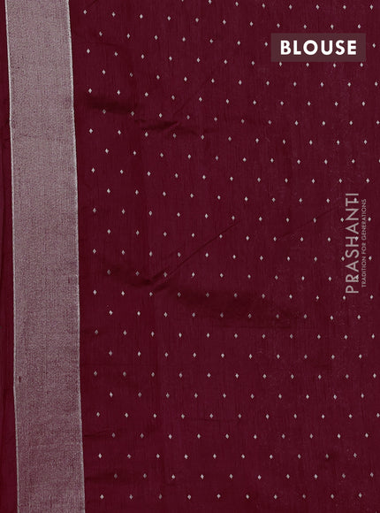 Art tussar saree maroon with allover zari woven butta weaves and jamdhani style border