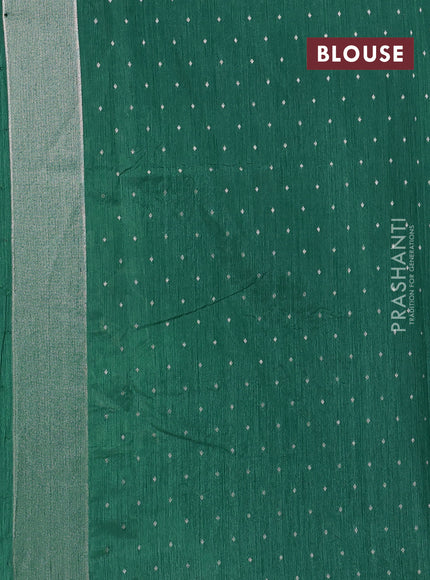 Art tussar saree green with allover zari woven butta weaves and jamdhani style border