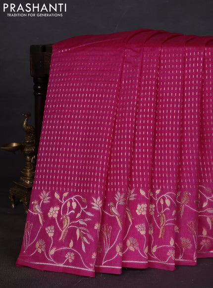 Art tussar saree light pink with allover zari woven butta weaves and jamdhani style border