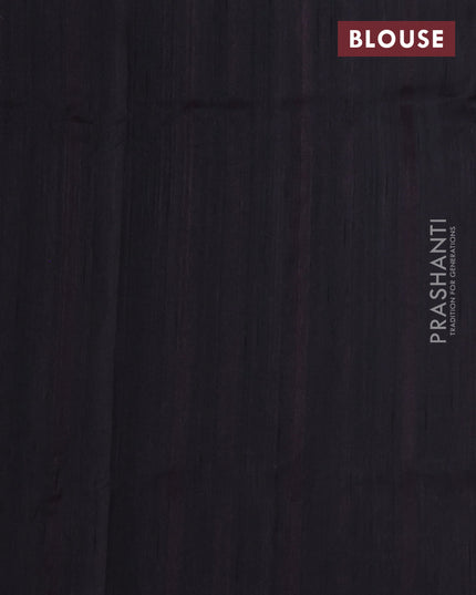 Art tussar saree purple and black with embroidery work and floral embroidery border