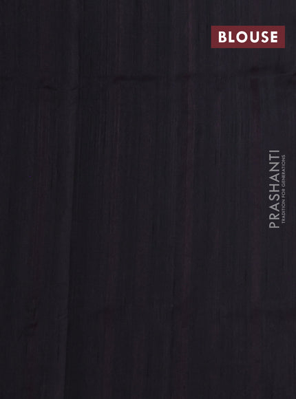 Art tussar saree purple and black with embroidery work and floral embroidery border