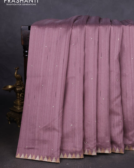 Art tussar saree pastel purple with embroidery work and embroidery work border