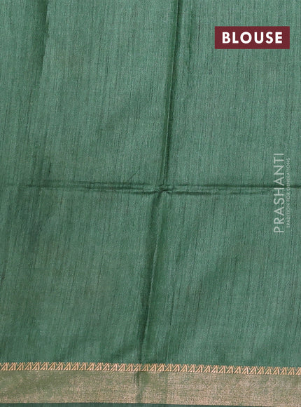 Munga tussar silk saree green with allover patola prints and zari woven border