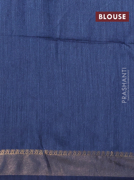 Munga tussar silk saree navy blue with allover patola prints and zari woven border
