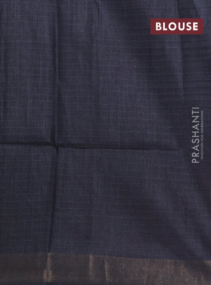 Munga tussar silk saree grey red and black with allover ajrakh prints and zari woven border