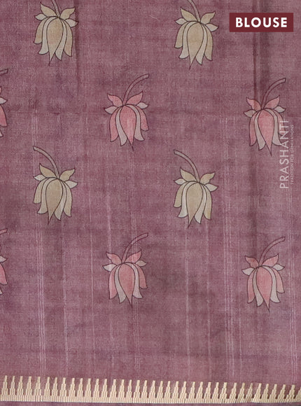 Semi matka saree wine shade and pastel brown with butta prints and kalamkari printed pallu