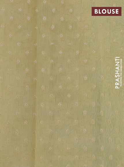 Banarasi silk cotton saree off white and pale yellow with allover zari weaves and zari woven border