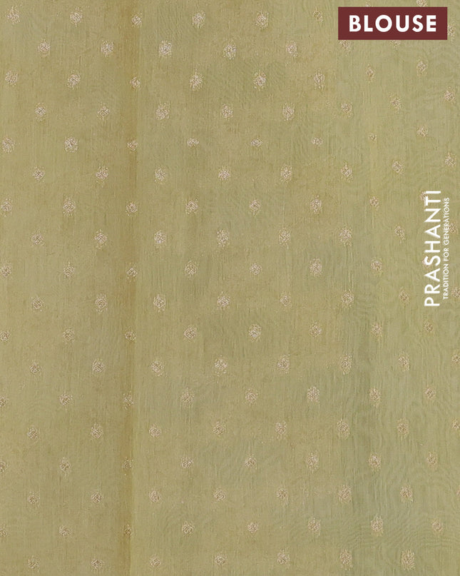 Banarasi silk cotton saree off white and pale yellow with allover zari weaves and zari woven border