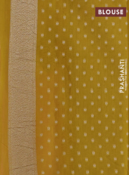 Banarasi silk cotton saree pink and yellow with zari woven buttas and woven border