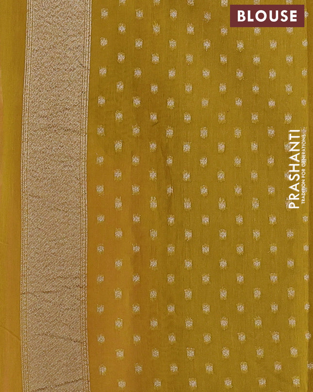 Banarasi silk cotton saree pink and yellow with zari woven buttas and woven border