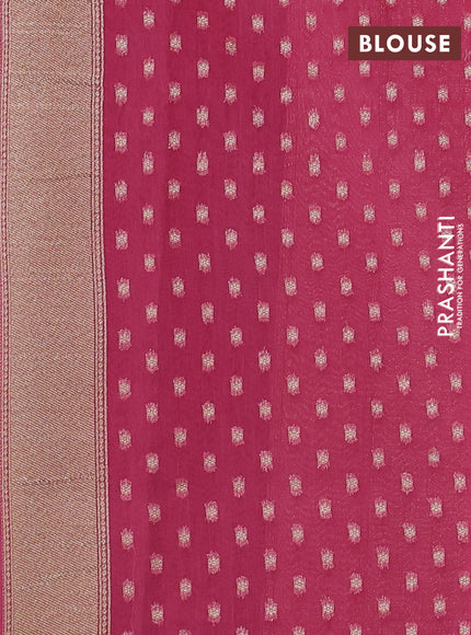 Banarasi silk cotton saree green and pink with zari woven buttas and woven border