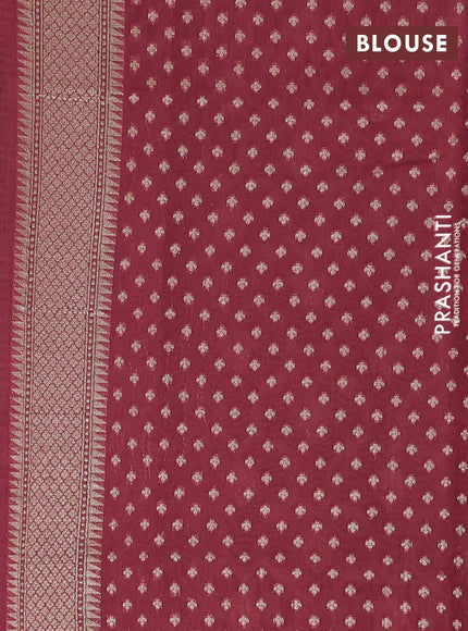 Banarasi silk cotton saree beige and pink with allover thread weaves & zari woven buttas and zari woven border