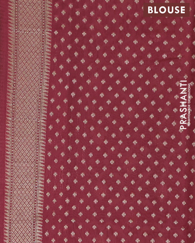 Banarasi silk cotton saree beige and pink with allover thread weaves & zari woven buttas and zari woven border