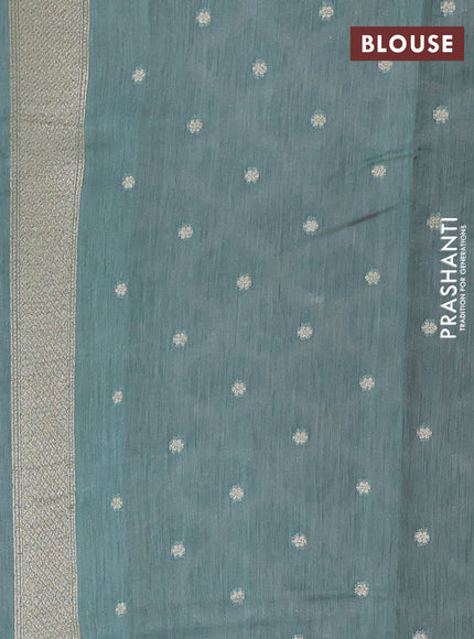 Banarasi silk cotton saree rustic orange and pastel green with allover thread weaves and woven border