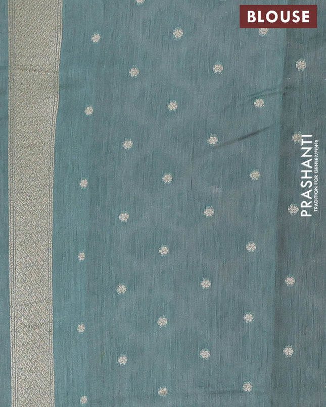 Banarasi silk cotton saree rustic orange and pastel green with allover thread weaves and woven border