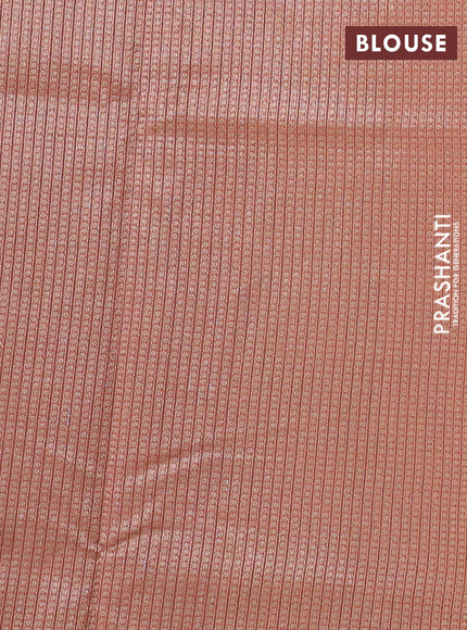 Banarasi silk cotton saree light green and peach pink with allover zari woven buttas and zari woven border