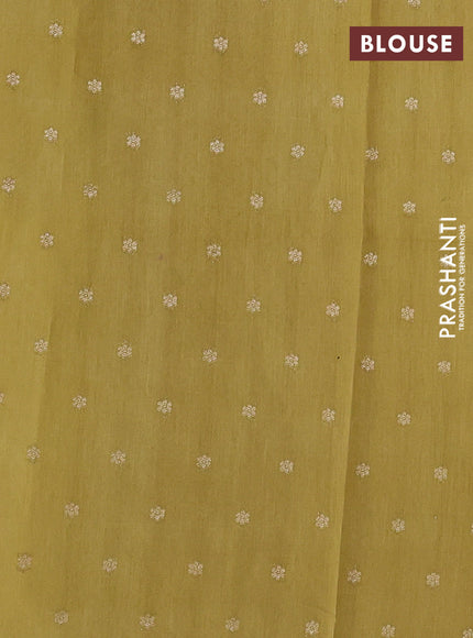 Banarasi silk cotton saree pale yellow and mustard yellow with allover zigzag zari weaves and zari woven border