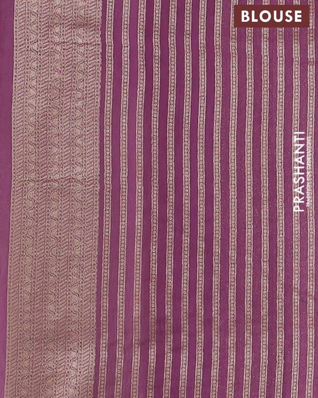 Banarasi silk cotton saree light green and purple shade with allover thread & zari weaves and woven border