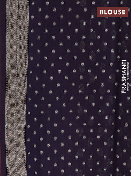 Banarasi silk cotton saree peach pink and navy blue with allover zari woven buttas and pichwai zari woven border