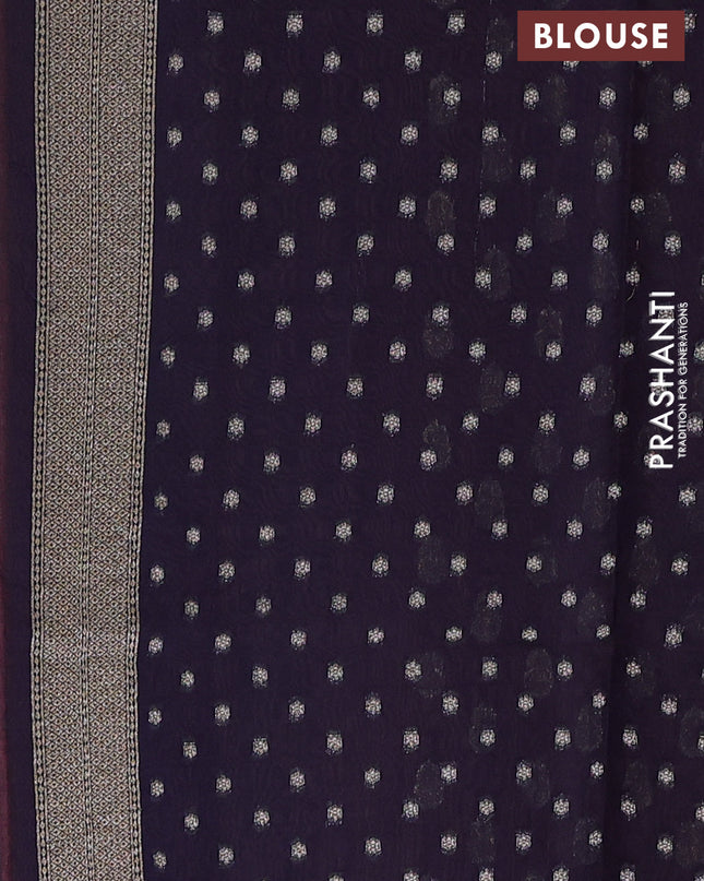 Banarasi silk cotton saree peach pink and navy blue with allover zari woven buttas and pichwai zari woven border