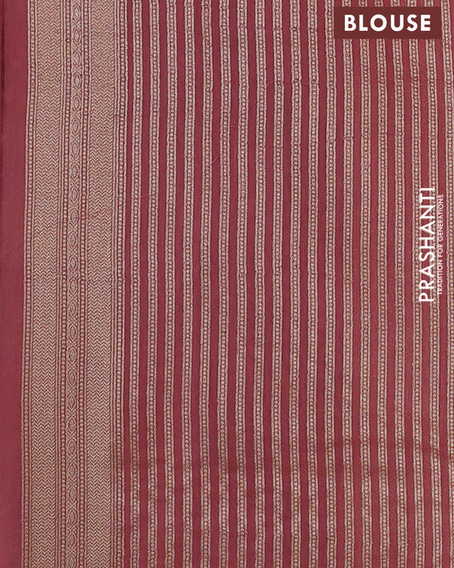 Banarasi silk cotton saree bluish grey and peach pink with allover zari woven buttas and zari woven border