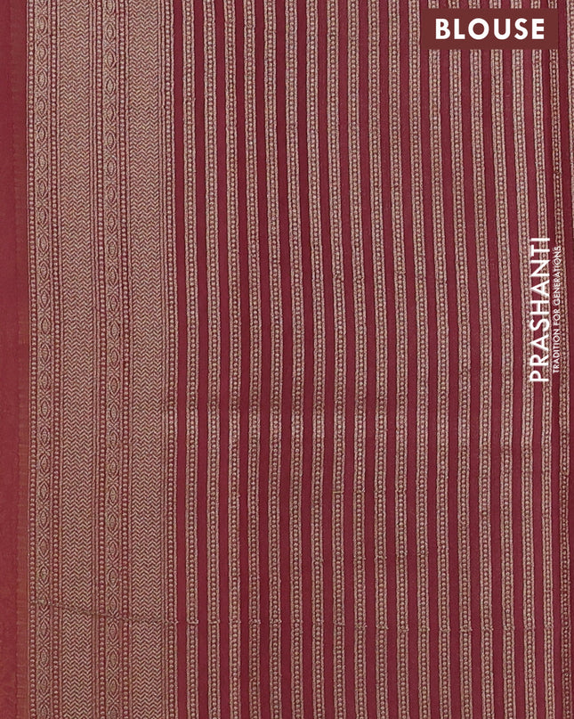 Banarasi silk cotton saree pale yellow and pastel maroon with allover zari woven buttas and zari woven border