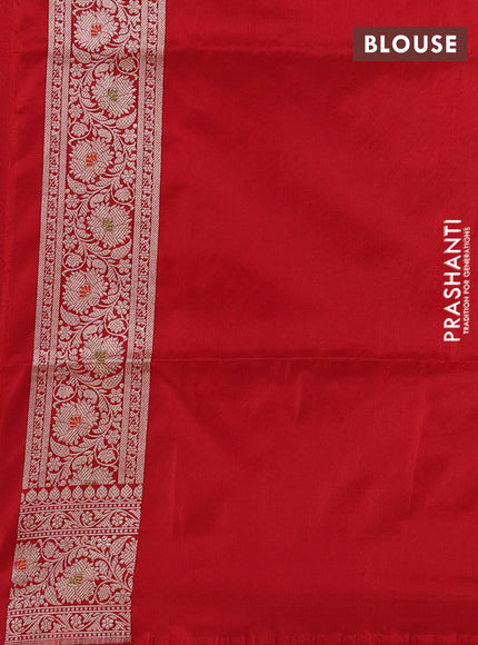 Banarasi uppada silk saree red with allover zari woven brocade weaves and floral zari woven border