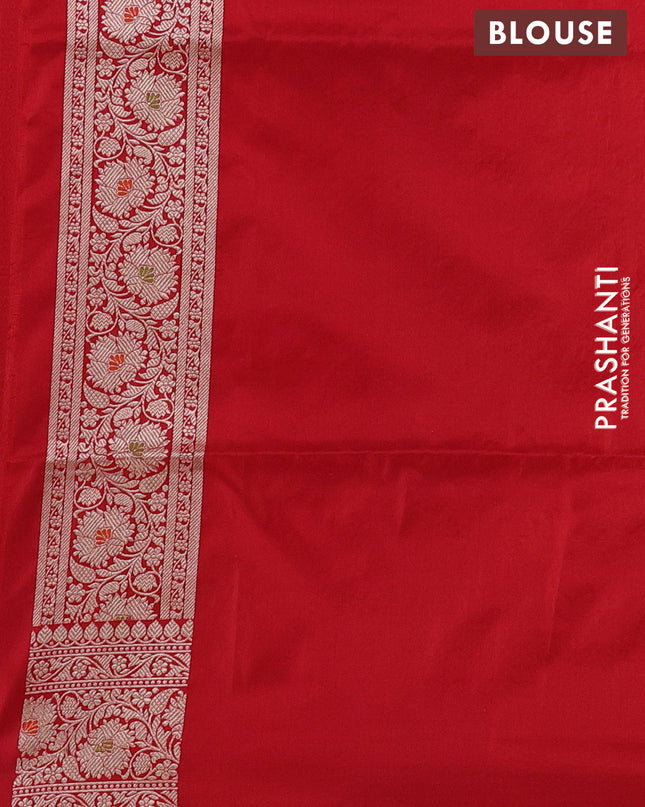 Banarasi uppada silk saree red with allover zari woven brocade weaves and floral zari woven border