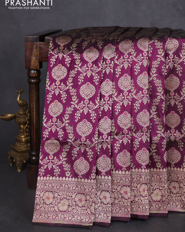 Banarasi uppada silk saree green with allover zari woven brocade weaves and zari woven border