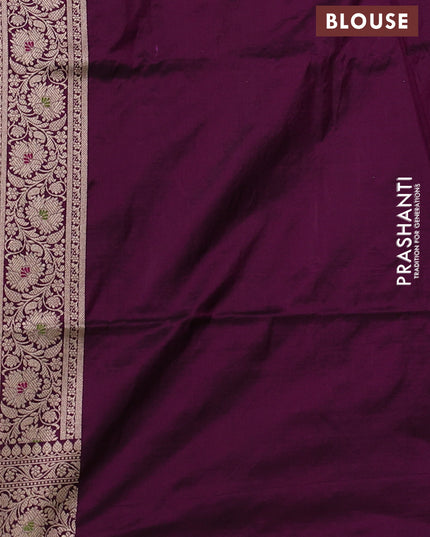 Banarasi uppada silk saree purple with allover zari woven brocade weaves and floral zari woven border