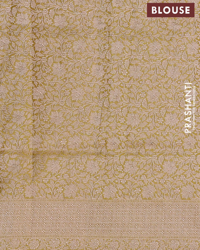 Banarasi uppada tissue silk saree lime yellow with allover thread & zari floral weaves and zari woven border