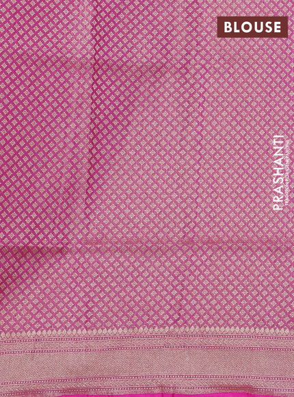 Banarasi uppada tissue silk saree candy pink with allover floral zari weaves and zari woven border