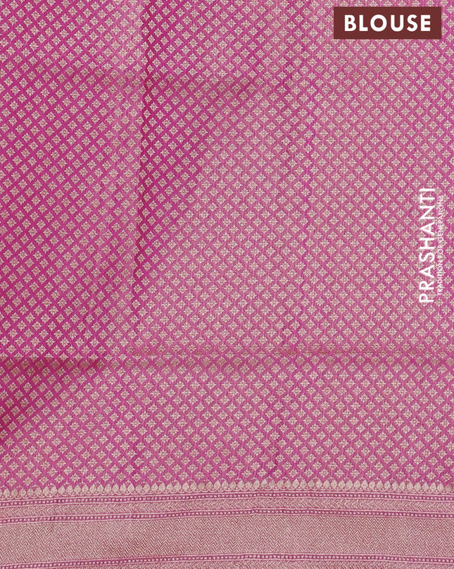 Banarasi uppada tissue silk saree candy pink with allover floral zari weaves and zari woven border