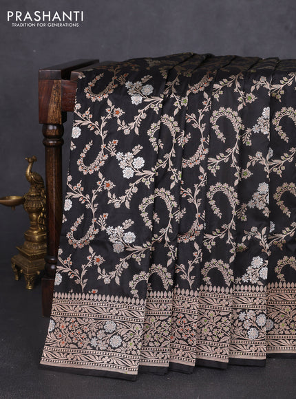 Banarasi uppada silk saree bllack with allover zari weaves and zari woven border