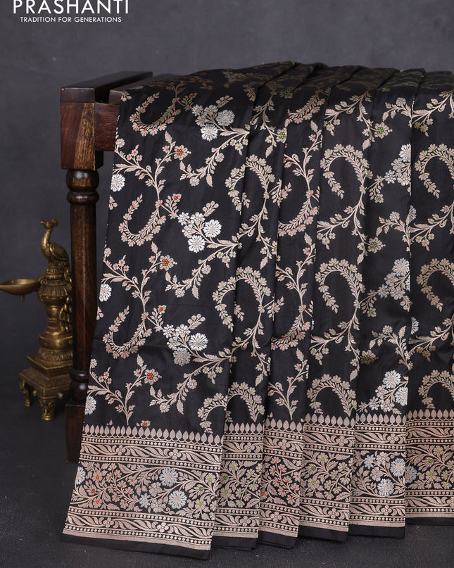 Banarasi uppada silk saree bllack with allover zari weaves and zari woven border