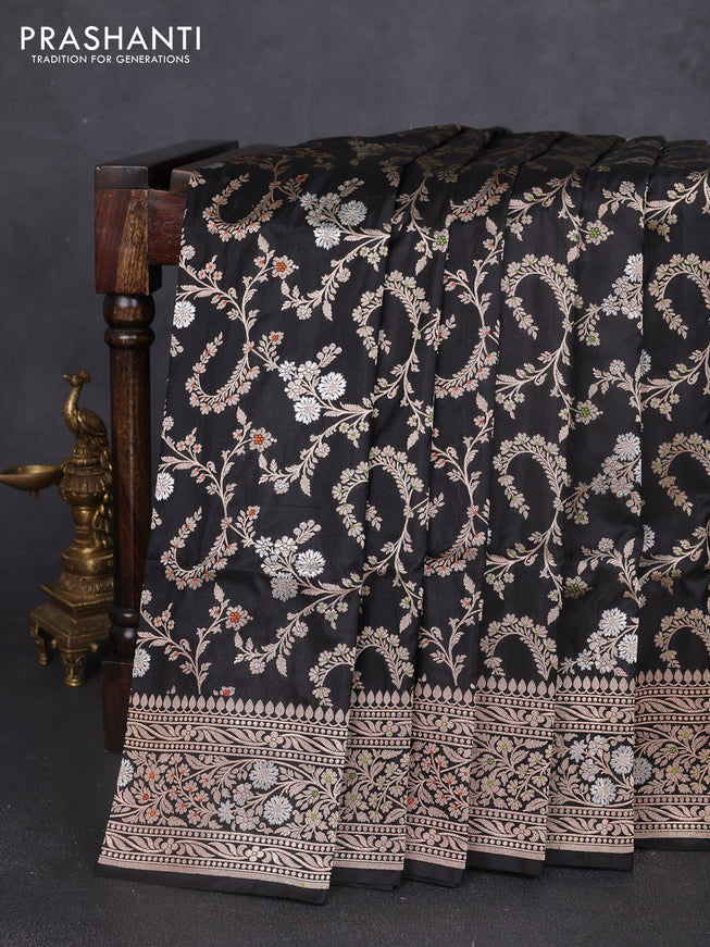 Banarasi uppada silk saree bllack with allover zari weaves and zari woven border