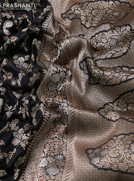 Banarasi uppada silk saree bllack with allover zari weaves and zari woven border