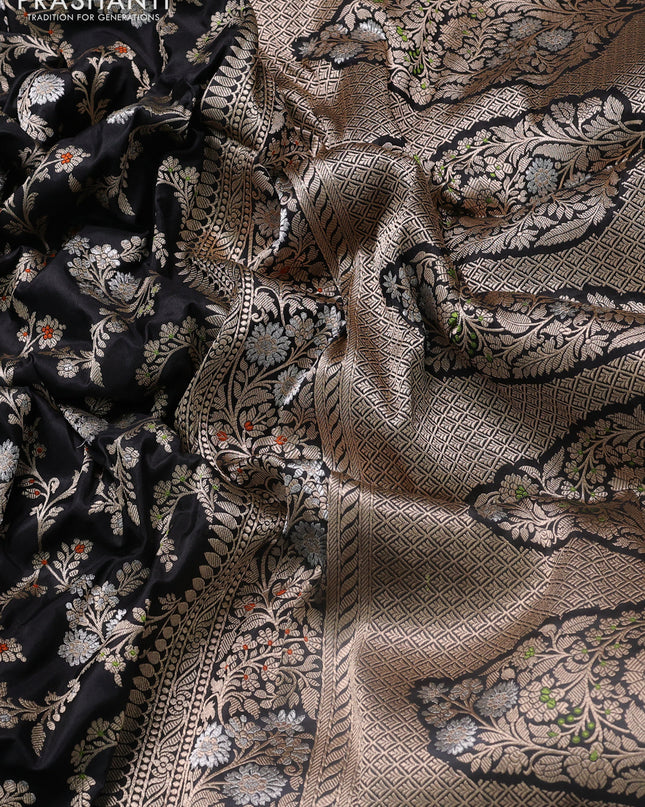 Banarasi uppada silk saree bllack with allover zari weaves and zari woven border